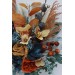 Wedding bouquets in dark teal rust ivory colors. Navy blue orange flowers.Bridal bouquet.Cascading bouquet. Faux bouquet. Bridesmaid bouquet. 0034