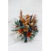 Wedding bouquets in dark teal rust ivory colors. Navy blue orange flowers.Bridal bouquet.Cascading bouquet. Faux bouquet. Bridesmaid bouquet. 0034