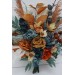 Wedding bouquets in dark teal rust ivory colors. Navy blue orange flowers.Bridal bouquet.Cascading bouquet. Faux bouquet. Bridesmaid bouquet. 0034