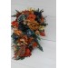 Wedding bouquets in dark teal rust ivory colors. Navy blue orange flowers.Bridal bouquet.Cascading bouquet. Faux bouquet. Bridesmaid bouquet. 0034