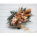 Wedding bouquets in orange rust peach colors. Bridal bouquet. Cascading bouquet. Faux bouquet. Bridesmaid bouquet. 0001