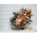Wedding bouquets in orange rust peach colors. Bridal bouquet. Cascading bouquet. Faux bouquet. Bridesmaid bouquet. 0001