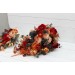 Cascading Fall Wedding Bouquet in Rust, Orange, Red & Blue | Faux Boho Bridal Flowers
