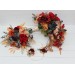 Cascading Fall Wedding Bouquet in Rust, Orange, Red & Blue | Faux Boho Bridal Flowers