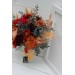 Cascading Fall Wedding Bouquet in Rust, Orange, Red & Blue | Faux Boho Bridal Flowers