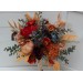 Cascading Fall Wedding Bouquet in Rust, Orange, Red & Blue | Faux Boho Bridal Flowers