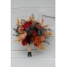 Cascading Fall Wedding Bouquet in Rust, Orange, Red & Blue | Faux Boho Bridal Flowers