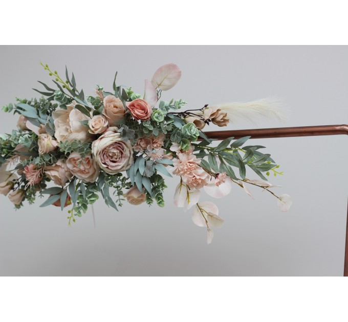  Flower arch arrangement in beige blush pink colors.  Arbor flowers. Floral archway. Faux flowers for wedding arch. 5043