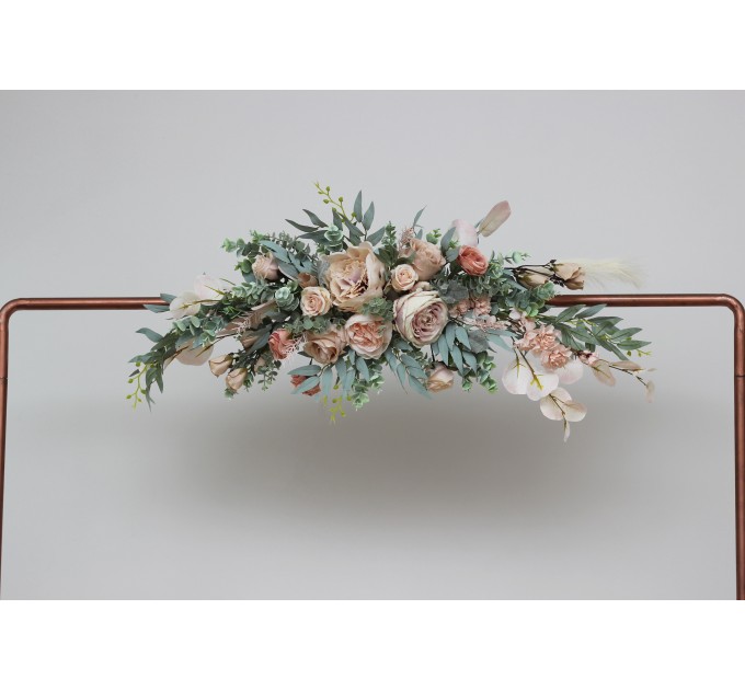  Flower arch arrangement in beige blush pink colors.  Arbor flowers. Floral archway. Faux flowers for wedding arch. 5043