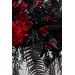  Flower arch arrangement in black and red colors.  Arbor flowers. Floral archway. Faux flowers for wedding arch. Halloween wedding. 5041