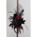  Flower arch arrangement in black and red colors.  Arbor flowers. Floral archway. Faux flowers for wedding arch. Halloween wedding. 5041