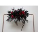  Flower arch arrangement in black and red colors.  Arbor flowers. Floral archway. Faux flowers for wedding arch. Halloween wedding. 5041