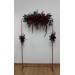  Flower arch arrangement in black and red colors.  Arbor flowers. Floral archway. Faux flowers for wedding arch. Halloween wedding. 5041