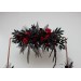  Flower arch arrangement in black and red colors.  Arbor flowers. Floral archway. Faux flowers for wedding arch. Halloween wedding. 5041