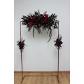 Flower arch arrangement in black and red colors.  Arbor flowers. Floral archway. Faux flowers for wedding arch. Halloween wedding. 5041