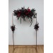  Flower arch arrangement in black and red colors.  Arbor flowers. Floral archway. Faux flowers for wedding arch. Halloween wedding. 5041
