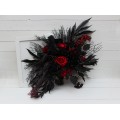 Halloween wedding bouquets in black and red colors. Bridal bouquet. Faux bouquet. Bridesmaid bouquet. 5041