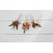 Set of 3 hair pins in terracotta rust peach color scheme. Hair accessories. Flower accessories for wedding. 5040