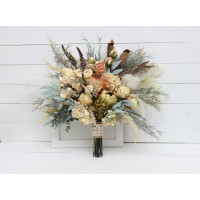 Wedding bouquets in champagne ivory colors. Bridal bouquet. Faux bouquet. Bridesmaid bouquet. 5044