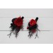 Wedding boutonnieres and wrist corsage in black and red color scheme. Flower accessories. Halloween wedding. 5041