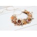 Beige pale orange flower crown. Hair wreath. Flower girl crown. Wedding flowers. 5045