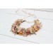 Beige pale orange flower crown. Hair wreath. Flower girl crown. Wedding flowers. 5045
