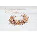 Beige pale orange flower crown. Hair wreath. Flower girl crown. Wedding flowers. 5045