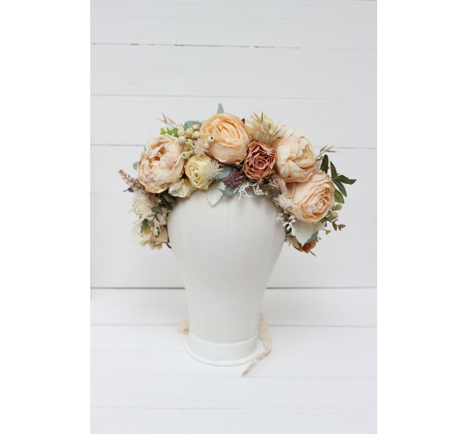 Champagne ivory flower crown. Hair wreath. Flower girl crown. Wedding flowers. 5044