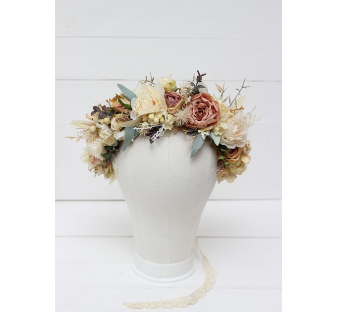 Champagne ivory flower crown. Hair wreath. Flower girl crown. Wedding flowers. 5044