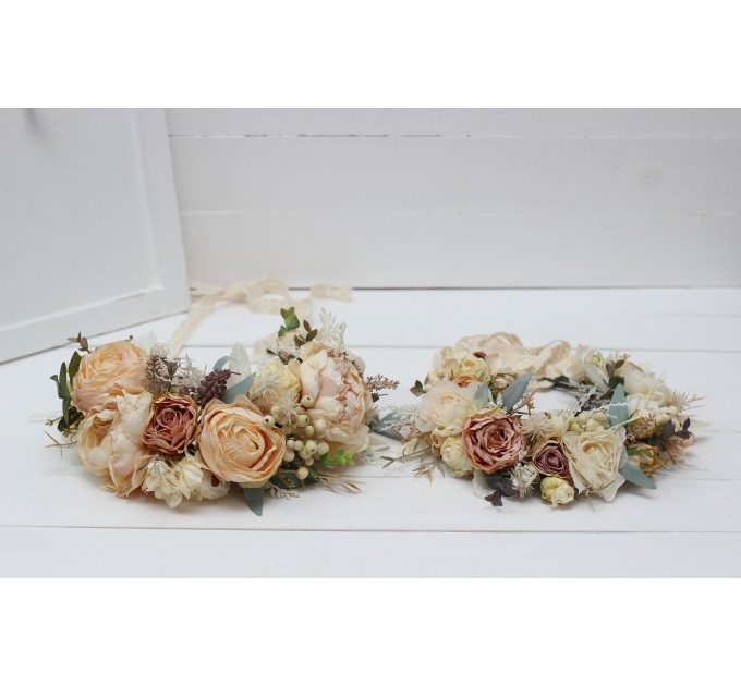 Champagne ivory flower crown. Hair wreath. Flower girl crown. Wedding flowers. 5044