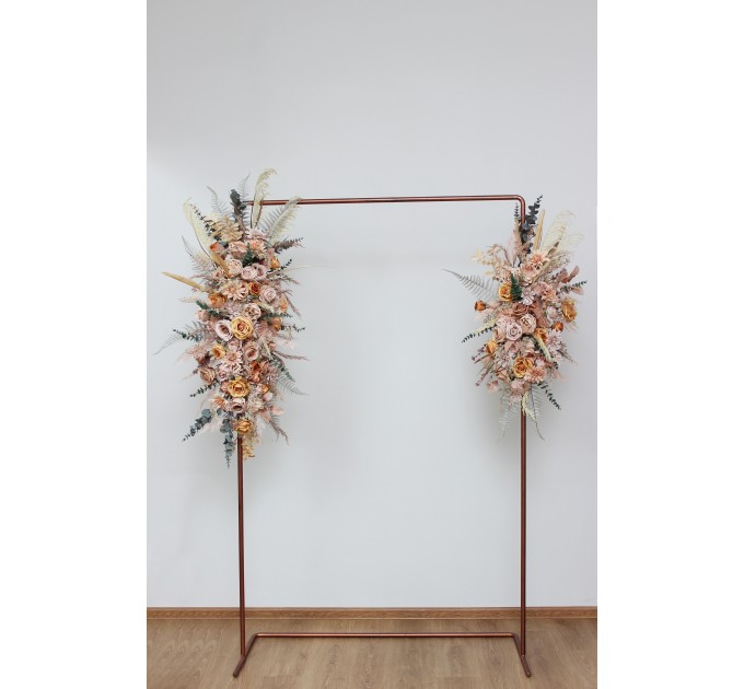  Flower arch arrangement in beige pale orange colors.  Arbor flowers. Floral archway. Faux flowers for wedding arch. 5045