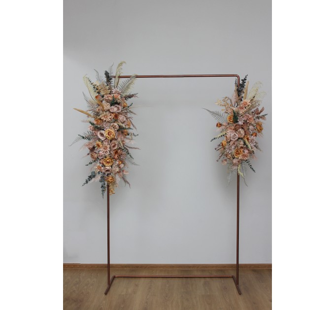  Flower arch arrangement in beige pale orange colors.  Arbor flowers. Floral archway. Faux flowers for wedding arch. 5045
