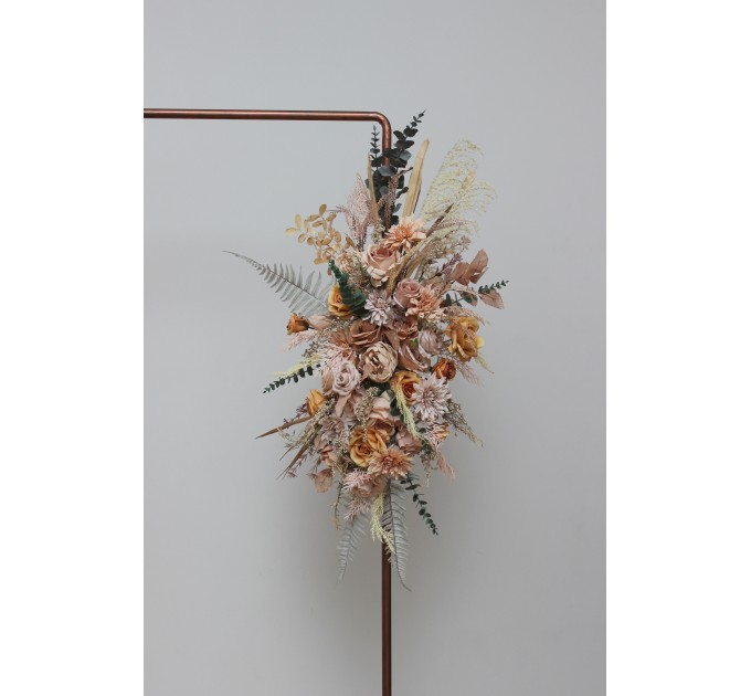  Flower arch arrangement in beige pale orange colors.  Arbor flowers. Floral archway. Faux flowers for wedding arch. 5045