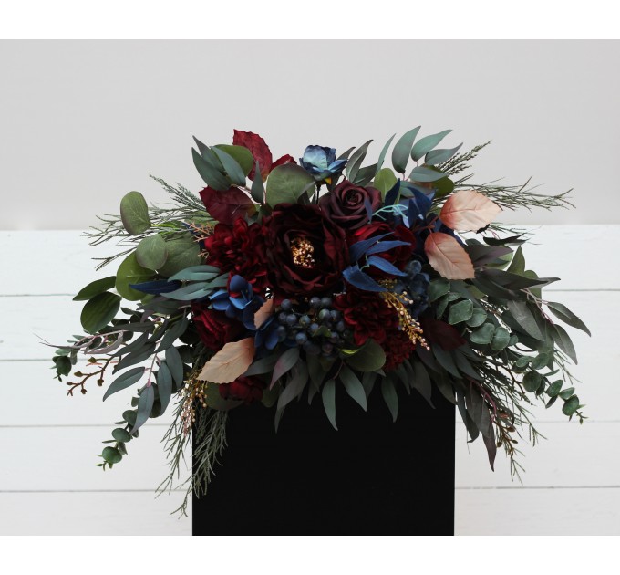  Flower arch arrangement in burgundy navy blue colors.  Arbor flowers. Floral archway. Faux flowers for wedding arch. 5047