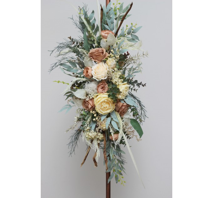  Flower arch arrangement in champagne ivory colors.  Arbor flowers. Floral archway. Faux flowers for wedding arch. 5044