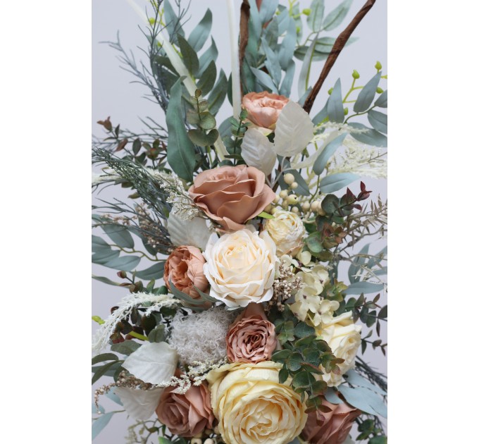  Flower arch arrangement in champagne ivory colors.  Arbor flowers. Floral archway. Faux flowers for wedding arch. 5044