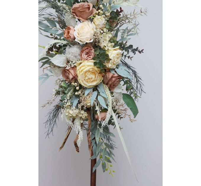  Flower arch arrangement in champagne ivory colors.  Arbor flowers. Floral archway. Faux flowers for wedding arch. 5044