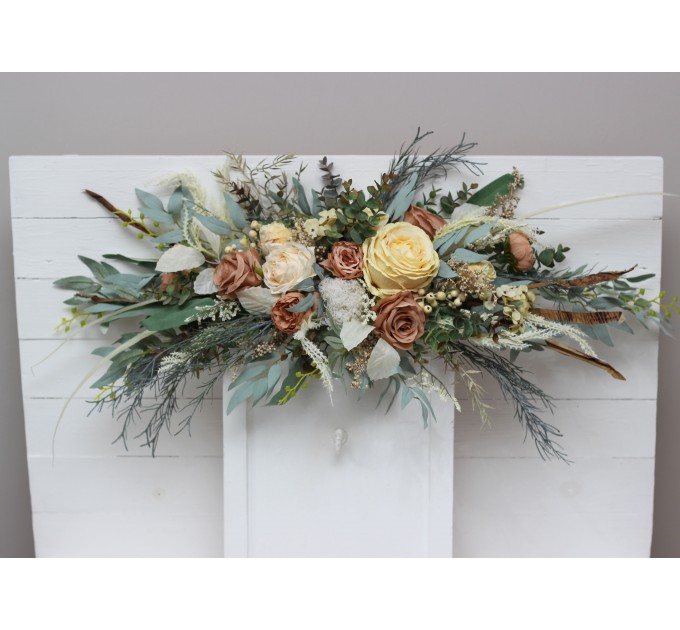  Flower arch arrangement in champagne ivory colors.  Arbor flowers. Floral archway. Faux flowers for wedding arch. 5044