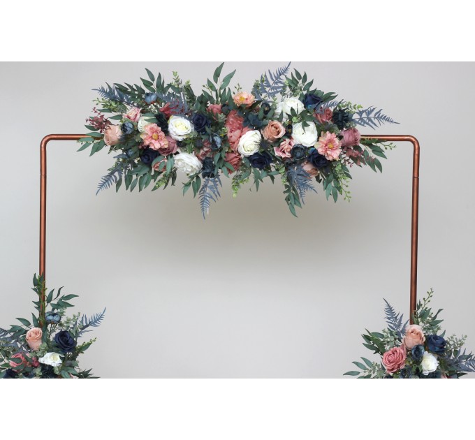  Flower arch arrangement in dusty rose mauve navy blue colors.  Arbor flowers. Floral archway. Faux flowers for wedding arch. 5046