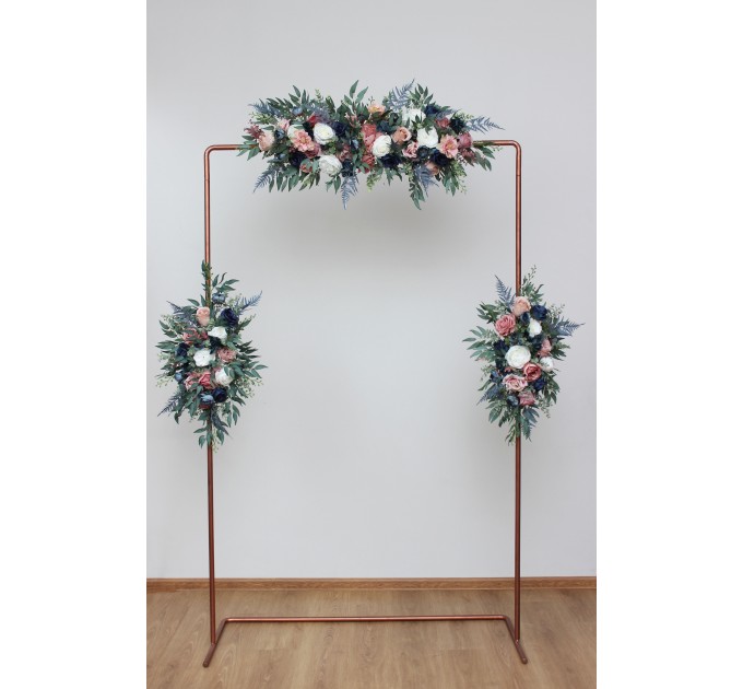  Flower arch arrangement in dusty rose mauve navy blue colors.  Arbor flowers. Floral archway. Faux flowers for wedding arch. 5046