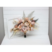 Wedding bouquets in beige pale orange colors. Bridal bouquet. Faux bouquet. Bridesmaid bouquet. 5045