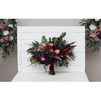 Wedding bouquets in burgundy navy blue beige colors. Bridal bouquet. Faux bouquet. Bridesmaid bouquet. 5047