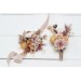  Wedding boutonnieres and wrist corsage  in beige pale orange color scheme. Flower accessories. 5045