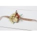 Wedding boutonnieres and wrist corsage in champagne ivory color scheme. Flower accessories. 5044