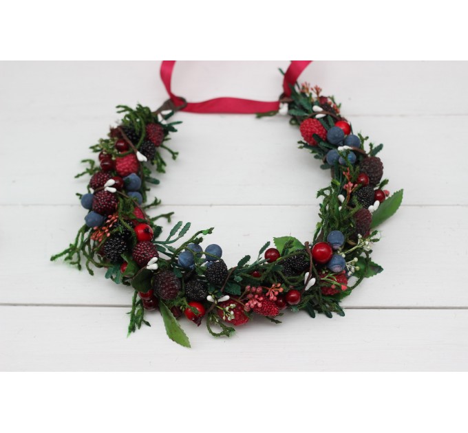 Berry flower crown. Hair wreath. Flower girl crown. Wedding flowers. 5050