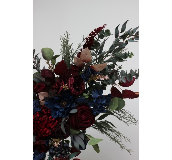  Flower arch arrangement in burgundy navy blue colors.  Arbor flowers. Floral archway. Faux flowers for wedding arch. 5047
