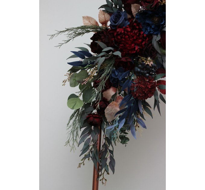  Flower arch arrangement in burgundy navy blue colors.  Arbor flowers. Floral archway. Faux flowers for wedding arch. 5047