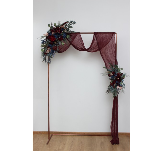  Flower arch arrangement in burgundy navy blue colors.  Arbor flowers. Floral archway. Faux flowers for wedding arch. 5047
