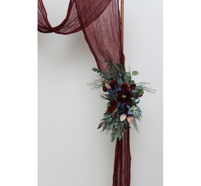  Flower arch arrangement in burgundy navy blue colors.  Arbor flowers. Floral archway. Faux flowers for wedding arch. 5047
