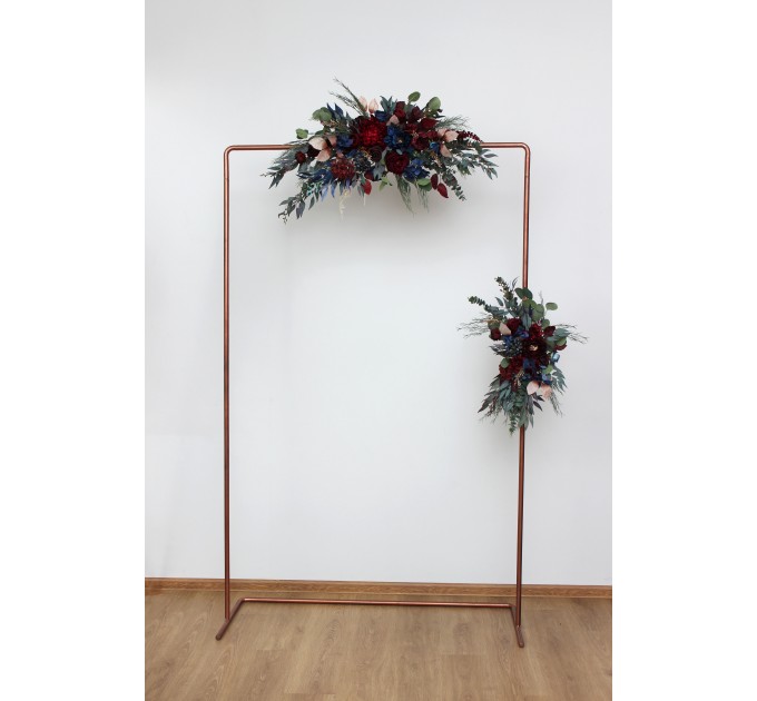  Flower arch arrangement in burgundy navy blue colors.  Arbor flowers. Floral archway. Faux flowers for wedding arch. 5047